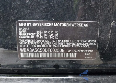 2013 BMW 328I z USA, uszkodzony, nr VIN WBA3A5C50DF602508